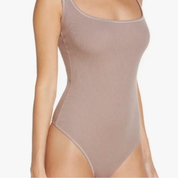 SKIMS Tops - SKIMS NWT Ribbed Square Neck Cotton Bodysuit in Umber